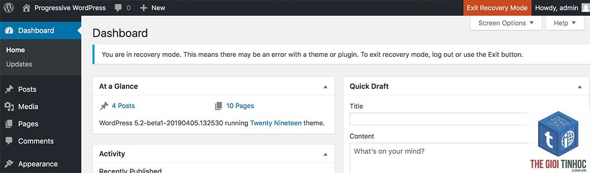 theme wordpress recovery mode - Hình 3