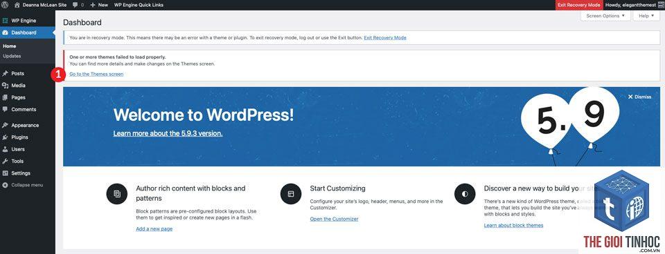 theme wordpress recovery mode