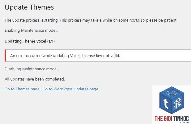 theme wordpress theme update license lỗi