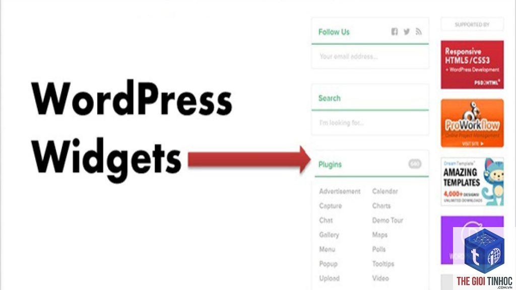 theme wordpress widget area là gì