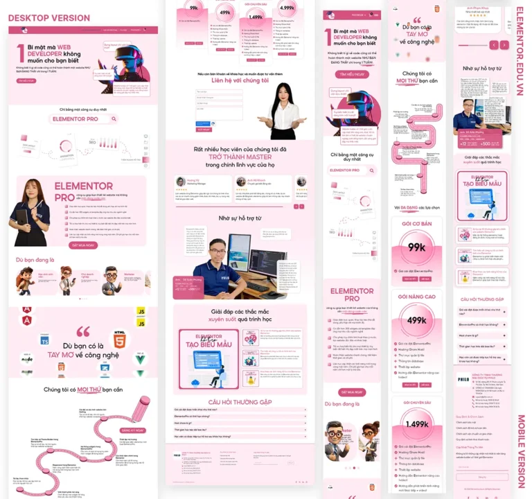 thiết kế website giáo dục bằng elementor