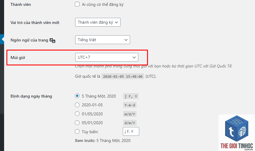 thiết lập múi giờ wordpress - Hình 2