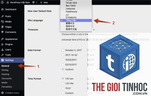 thiết lập ngôn ngữ wordpress