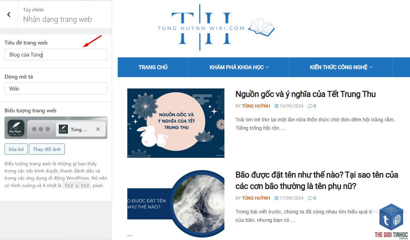 thiết lập tiêu đề website wordpress - Hình 4