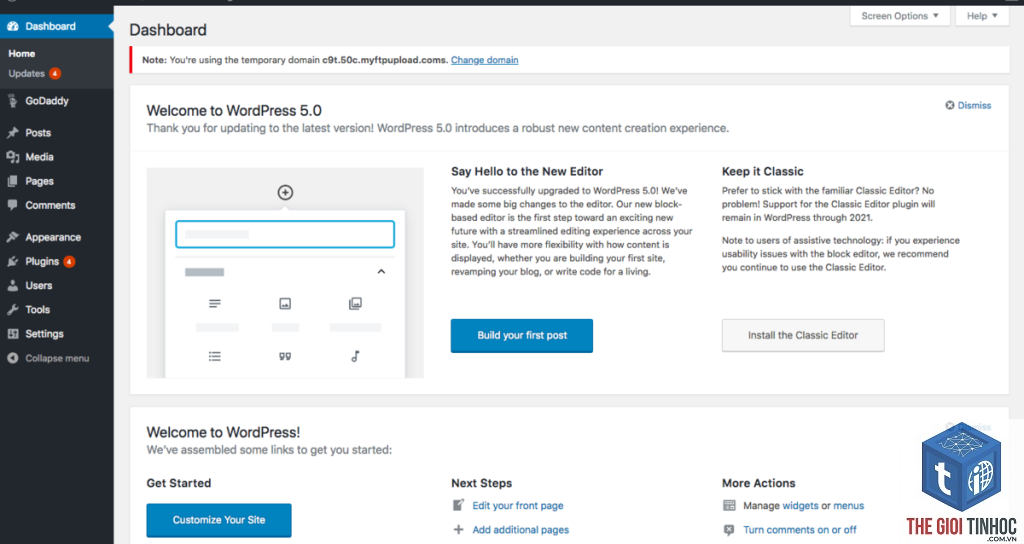 tổng quan dashboard wordpress