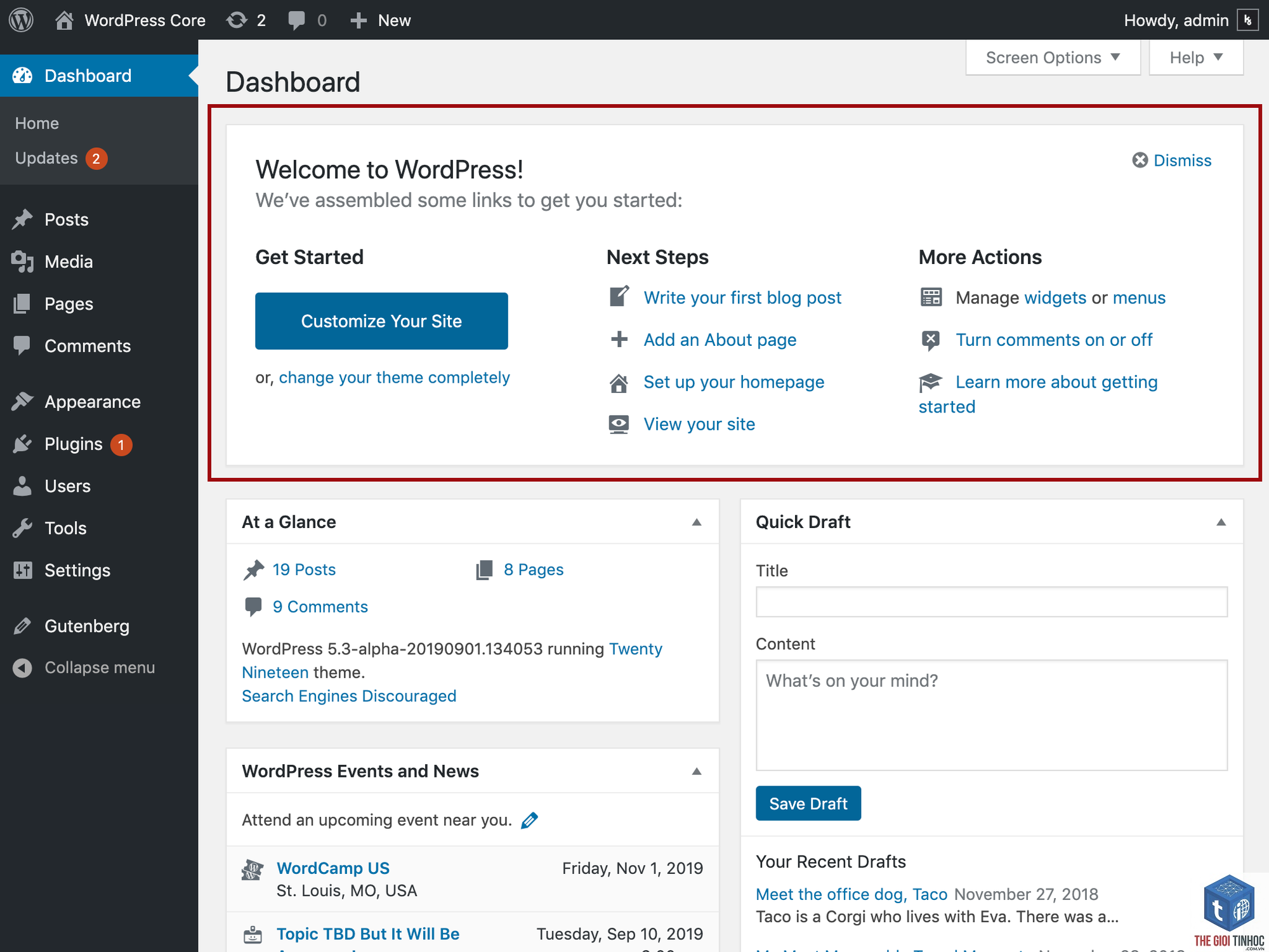 tổng quan dashboard wordpress - Hình 3