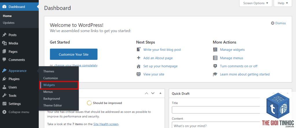 tùy chỉnh widget footer wordpress