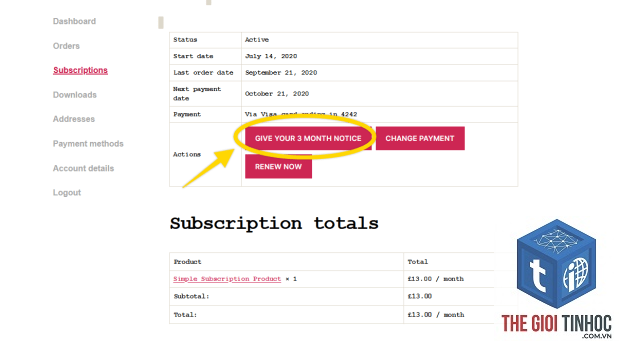 woocommerce cancel subscription lỗi