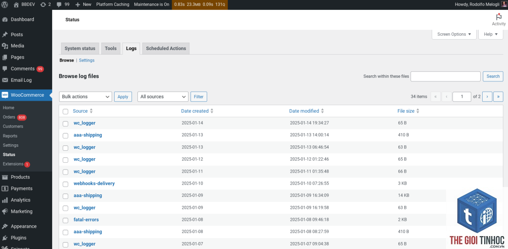 woocommerce debug log