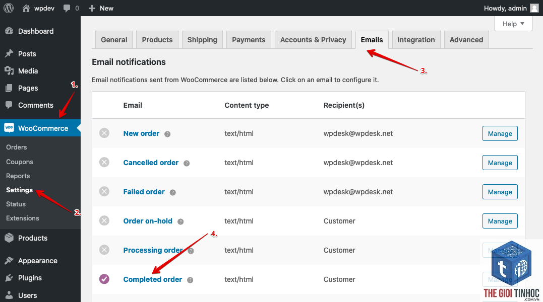 woocommerce email completed order lỗi - Hình 5