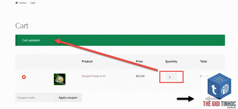 woocommerce giỏ hàng không cập nhật