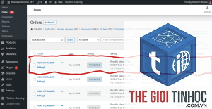 woocommerce order table lỗi