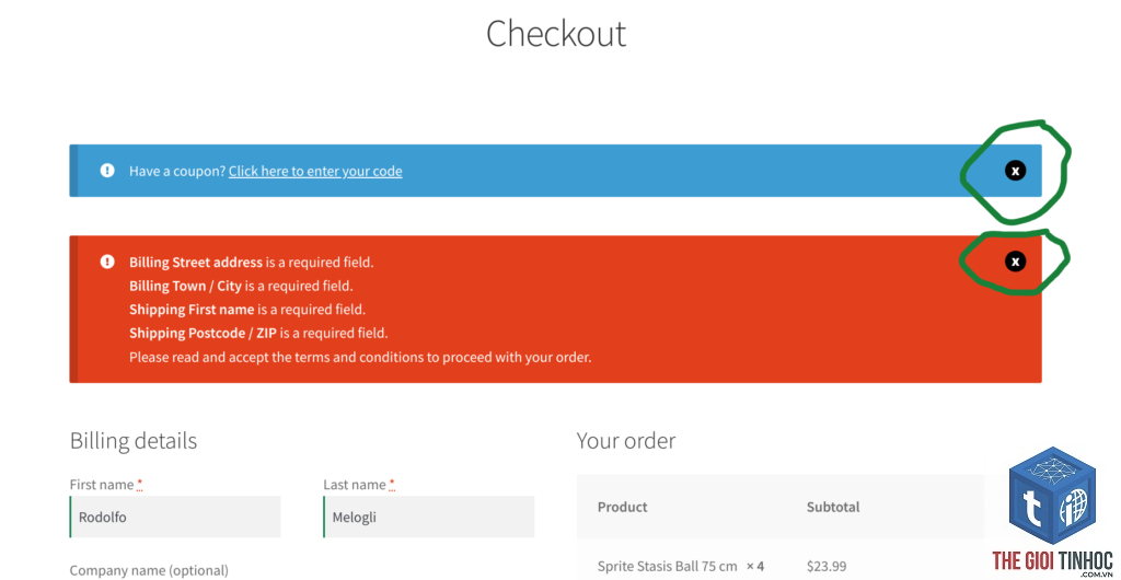 woocommerce php notice
