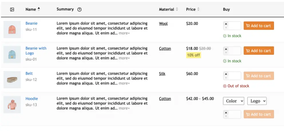 woocommerce product table lỗi - Hình 3