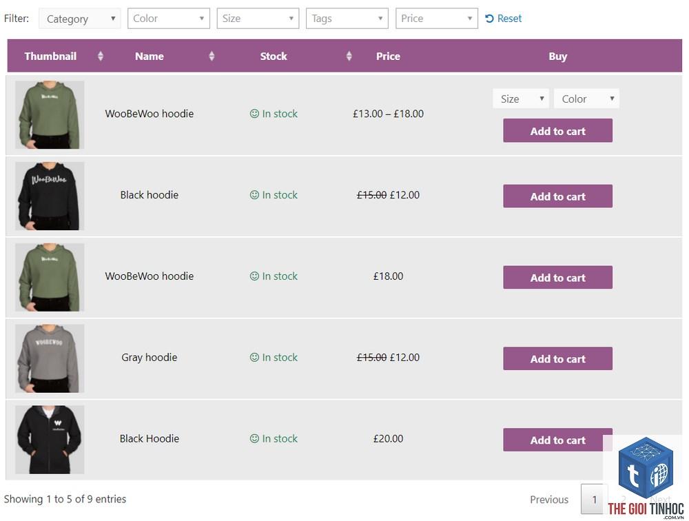 woocommerce product table lỗi - Hình 5