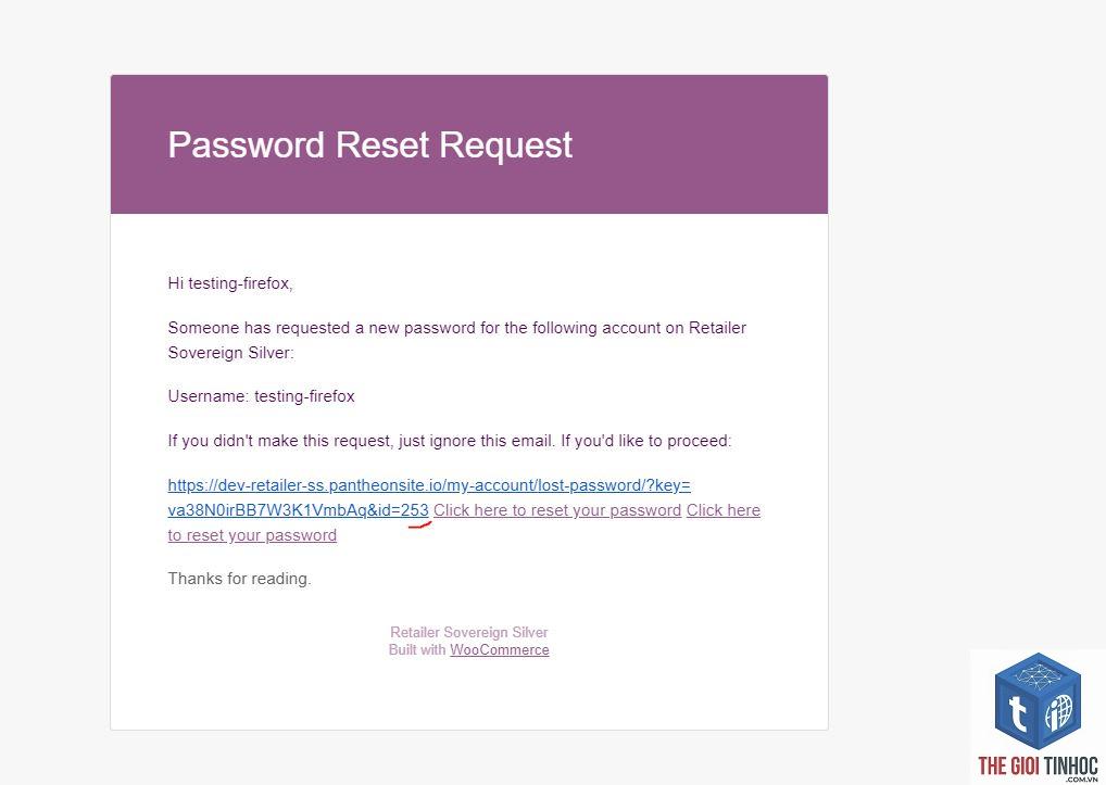 woocommerce reset password lỗi - Hình 1