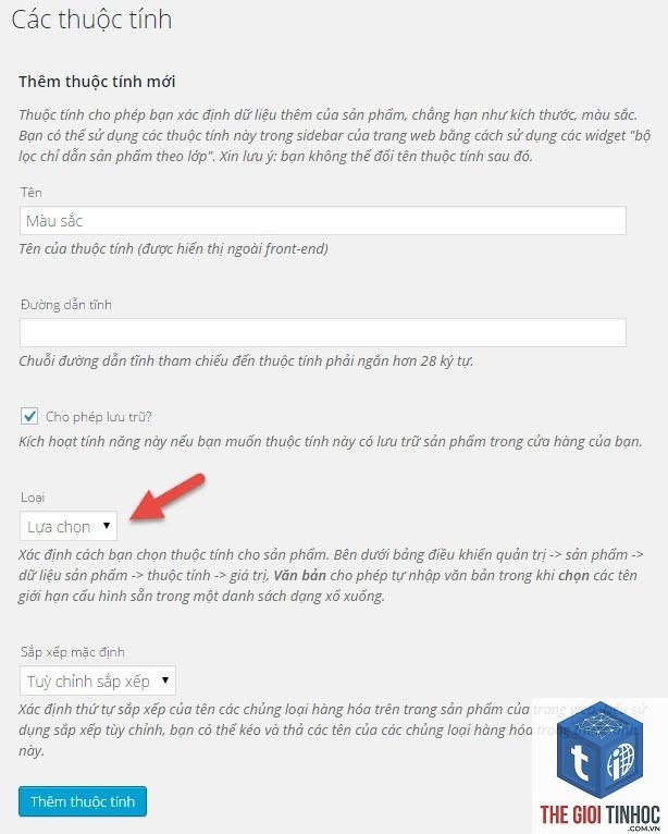 woocommerce sản phẩm lỗi thuộc tính