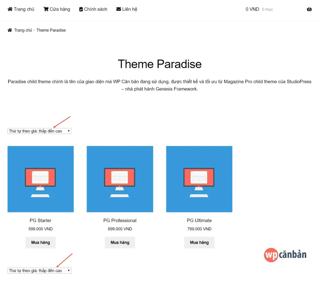 woocommerce sorting sản phẩm lỗi