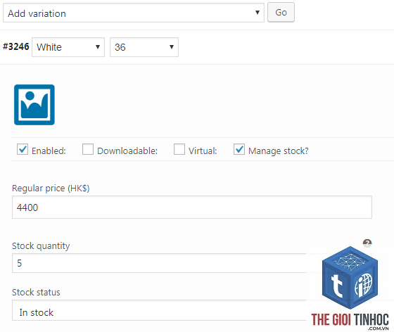woocommerce variation stock lỗi