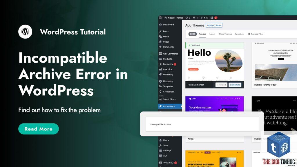 wordpress archive page error