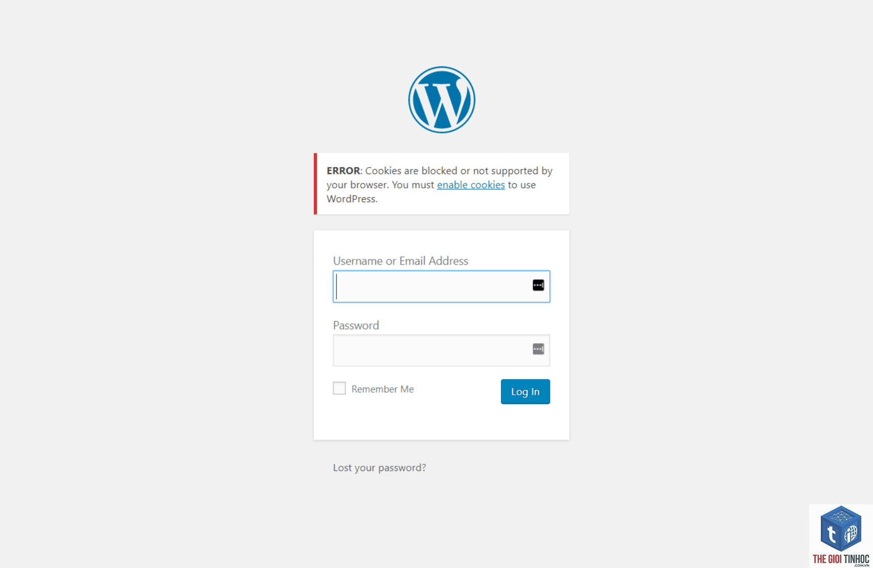 wordpress authentication cookie error