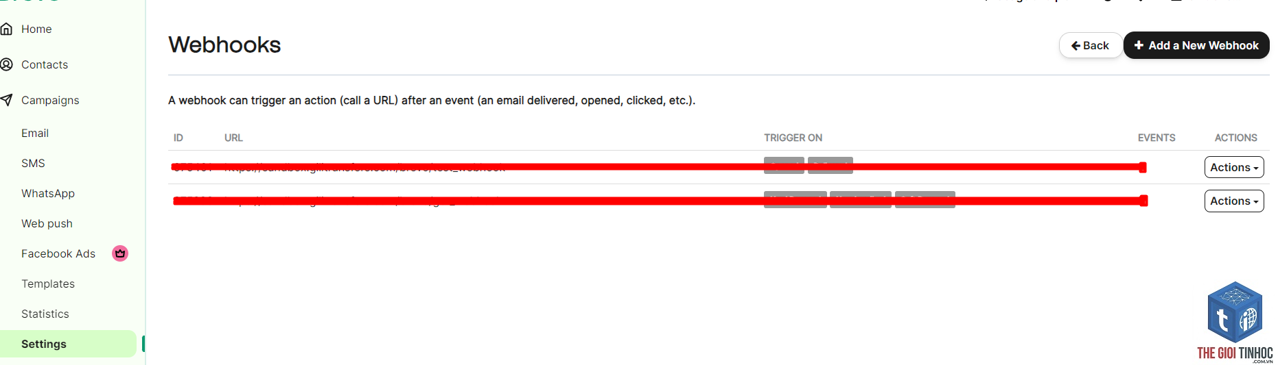 wordpress brevo webhook lỗi - Hình 1