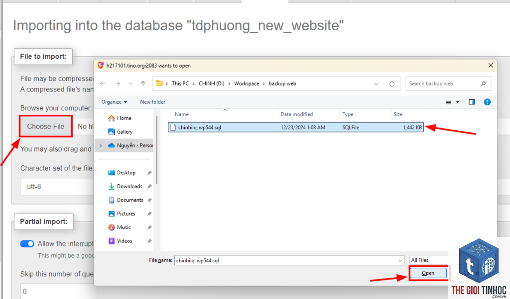 wordpress cpanel restore lỗi
