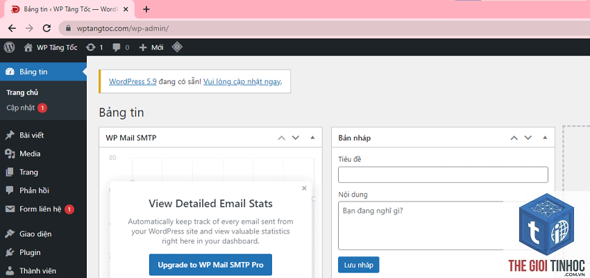 wordpress dashboard không tải dữ liệu
