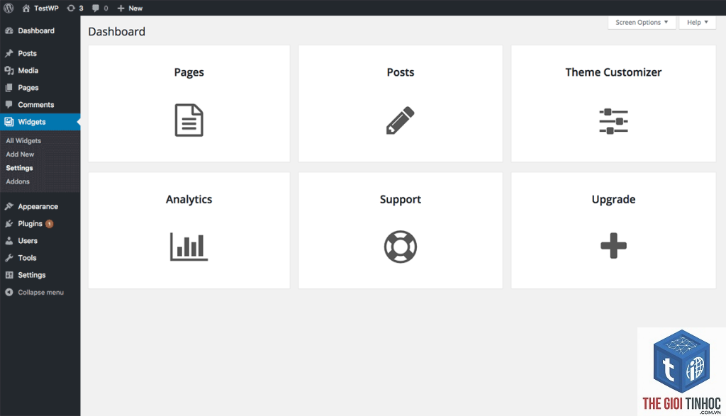 wordpress dashboard trắng trang