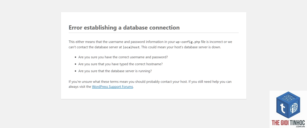 wordpress database connection error