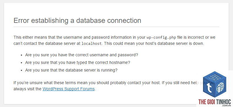 wordpress database connection refused