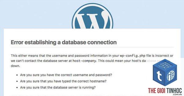wordpress database server lỗi