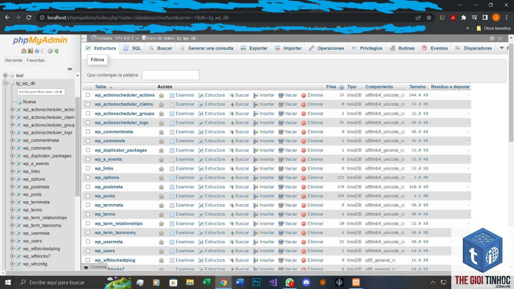 wordpress database table missing