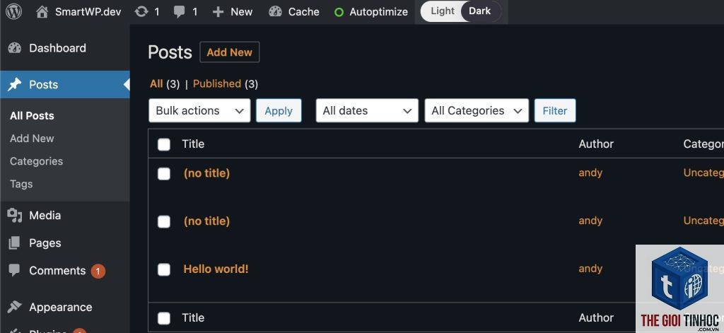 wordpress email dark mode lỗi