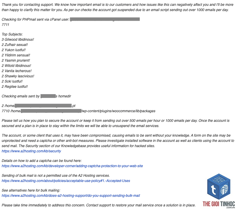 wordpress email spam