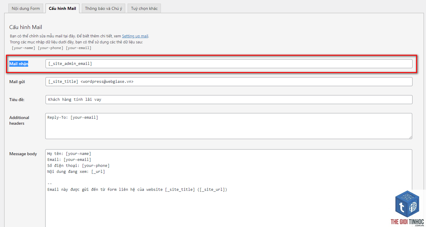 wordpress form email encoding lỗi - Hình 1