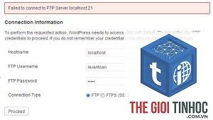 wordpress ftp authentication failed