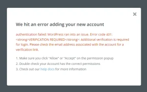 wordpress google workspace authentication error