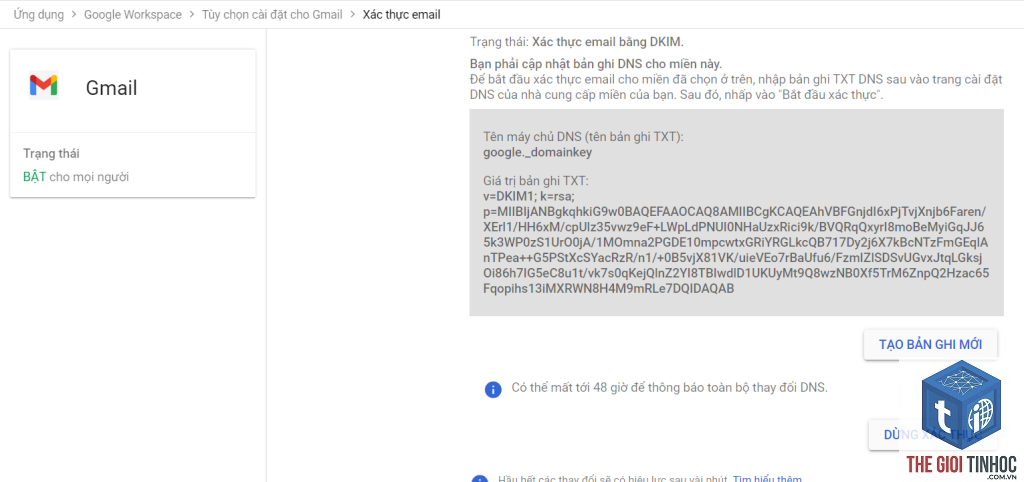 wordpress google workspace dkim lỗi