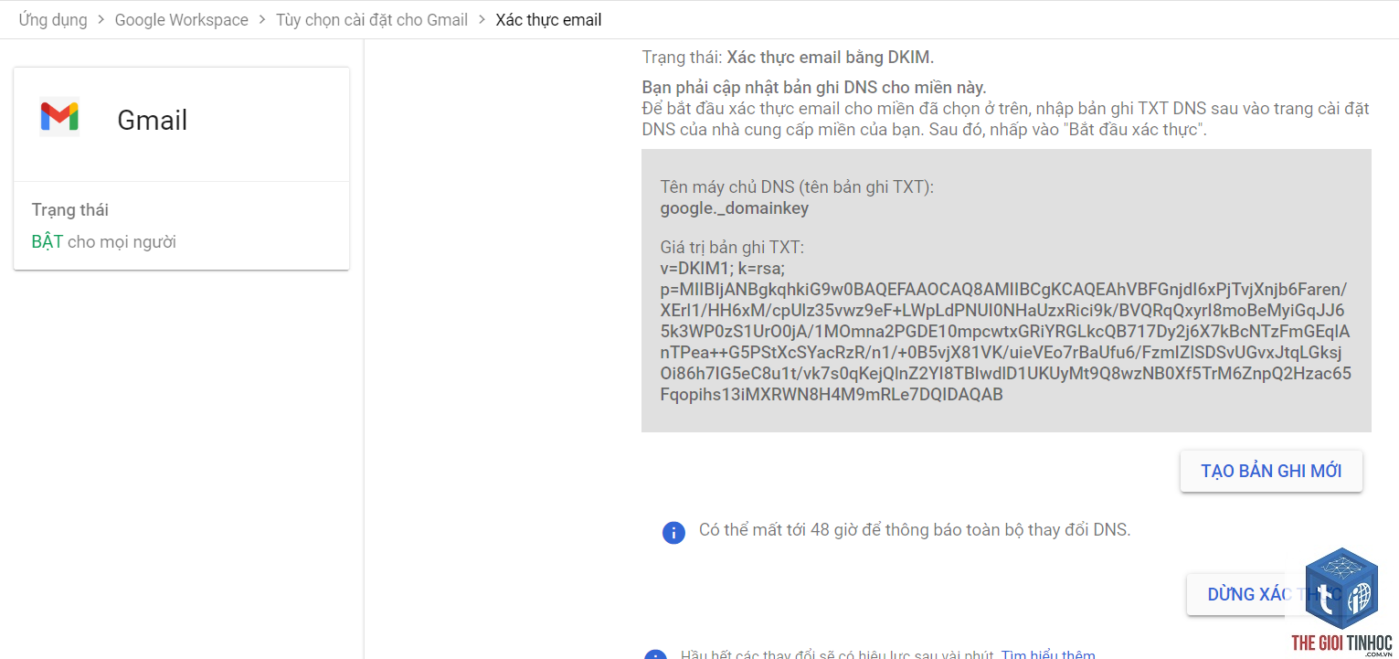 wordpress google workspace dkim lỗi - Hình 1