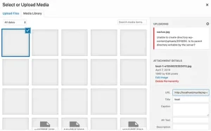 wordpress media library không tải