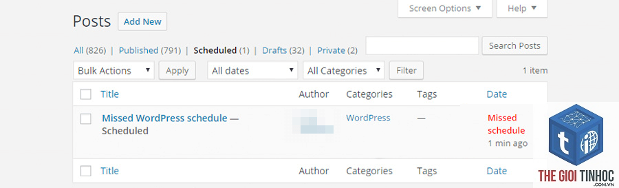 wordpress media scheduled task lỗi