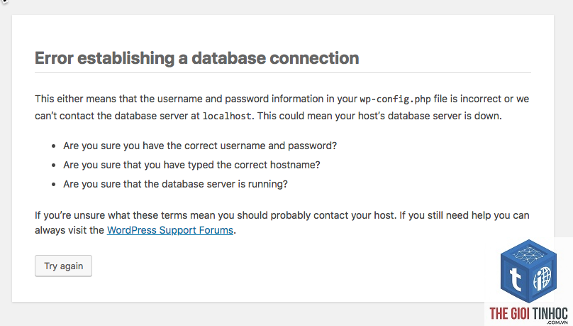 wordpress mysql lỗi