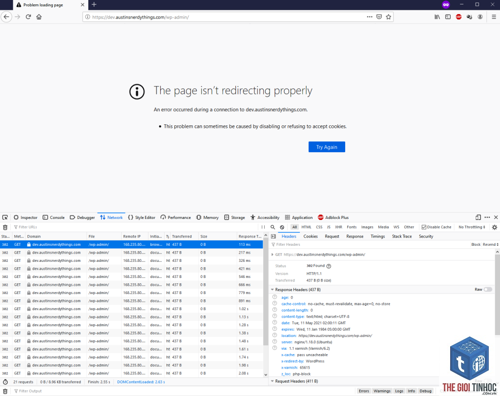 wordpress nginx redirect lỗi