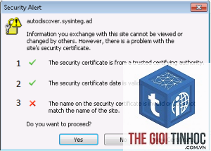 wordpress outlook certificate error