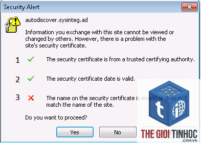 wordpress outlook certificate error