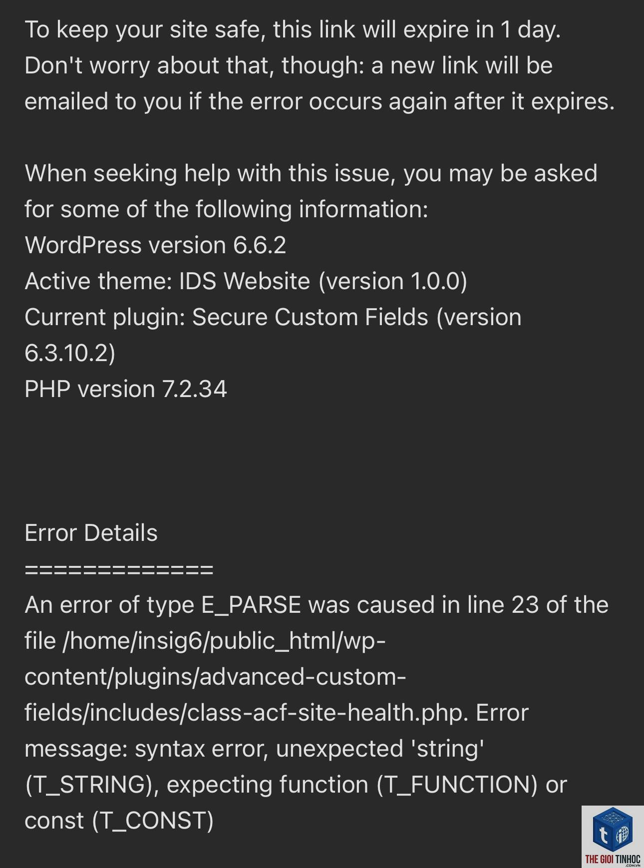wordpress php fatal error - Hình 5