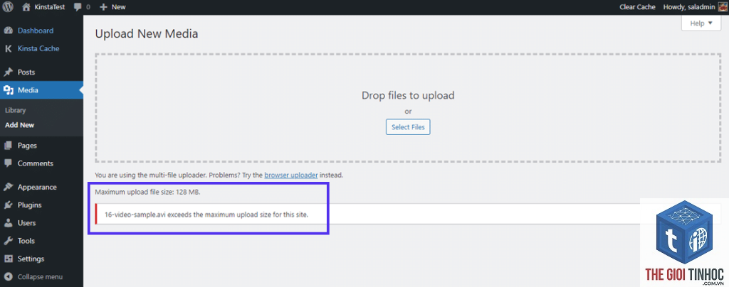 wordpress php upload limit error