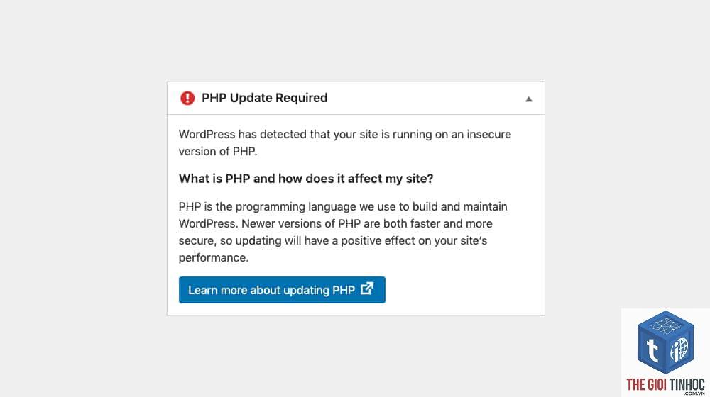 wordpress php version error