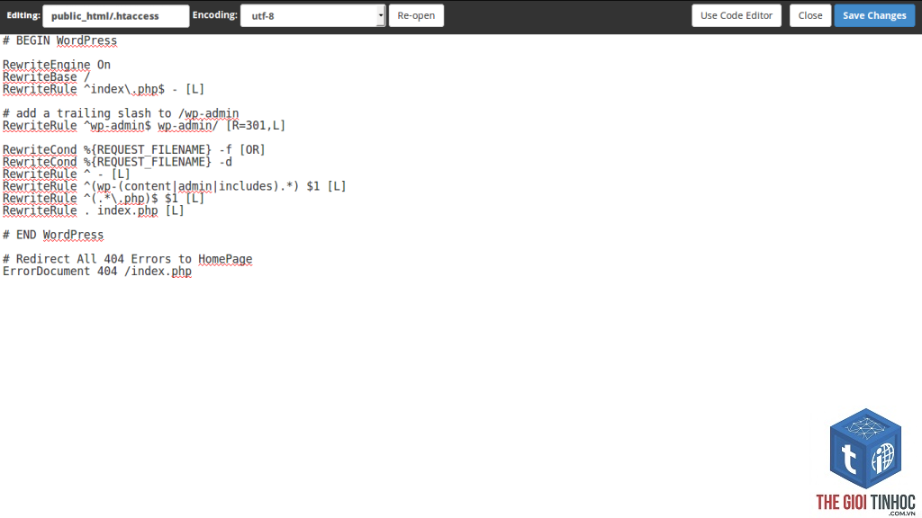 wordpress redirect htaccess error
